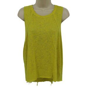 PST Project Social T Women Medium Solid Yellow Raw Hem Sleeveless Tank Top Shirt